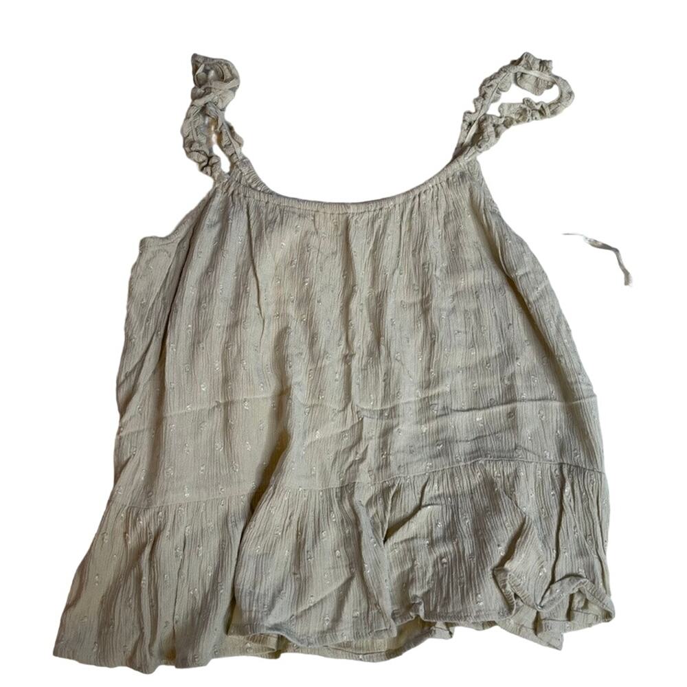 Sim & Sam Women's Beige Tiered‎ Ruffle Strap Tank Top Size L